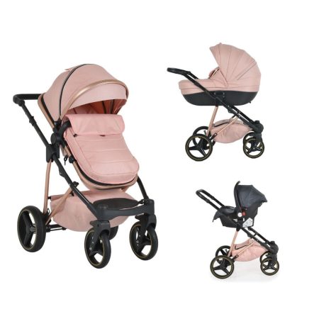 MONI FLORENCE 3IN1 BABAKOCSI SZETT SPORT+MÓZES+AUTÓS HORDOZÓ I-SIZE+KISTÁSKA PINK