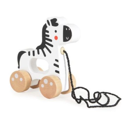 FAJÁTÉK HÚZHATÓ ZEBRA FEHÉR