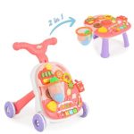   MONI JÁRÁSSEGÍTŐ 2IN1 KISASZTALLÁ ALAKÍTHATÓ, KOSÁRRAL PINK