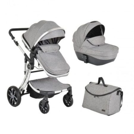 POLLY 2IN1 BABAKOCSI SZETT:SPORT+MÓZES+ KISTÁSKA SZÜRKE