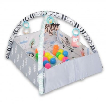 HAPPY SPACE RABIT JÁTSZÓSZŐNYEG NYUSZIS ÁLLATOS, SZÖGLETES, 20 DB LABDÁVAL TEXTIL, MŰA.FEKETE