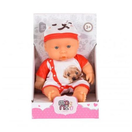 MONI BABA 20CM ÚJSZÜLÖTT KUTYUS RUHA FEHÉR/PIROS