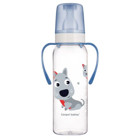 Canpol babies "Boldog állatkák" cumisüveg fogókkal - 250 ml (BPA 0%)