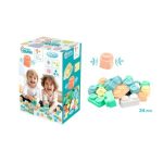   MOCHTOYS PLAY&SQUISH ÉPÍTŐKOCKA DOBOZBAN 24 DB-OS PUHA ÉPÍTŐJÁTÉK PASZTELL