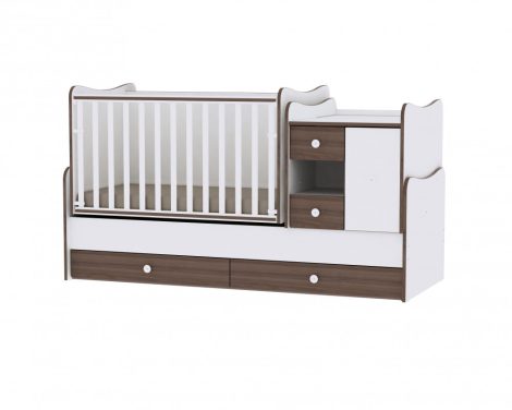 Lorelli MiniMax kombi ágy 72x190 - White & Walnut / Fehér & Dió