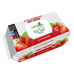 Pufy Fresh nedves törlőkendő 120db Fedeles Eper