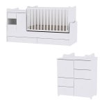   Lorelli MiniMax kombi ágy 72x190 + Cupboard pelenkázó komód - White