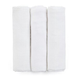 PETITE&MARS Bambusz muszlin 3db-os pelenka szett Moussy Total White, 68 x 68 cm