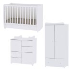   Lorelli Dream kiságy 60x120 + Cupboard pelenkázó komód + Exclusive szekrény - White