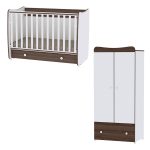   Lorelli Dream kiságy 60x120 + Exclusive szekrény - White & Walnut