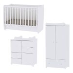   Lorelli Dream kiságy 70x140 + Cupboard pelenkázó komód + Exclusive szekrény - White