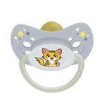   BabyBruin Latex játszócumi világító karikával cseresznye cumival 1-es Cica