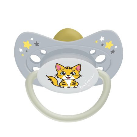 BabyBruin Latex játszócumi világító karikával cseresznye cumival 1-es Cica BabyBruin Latex játszócumi világító karikával cseresznye cumival 1-es Cica