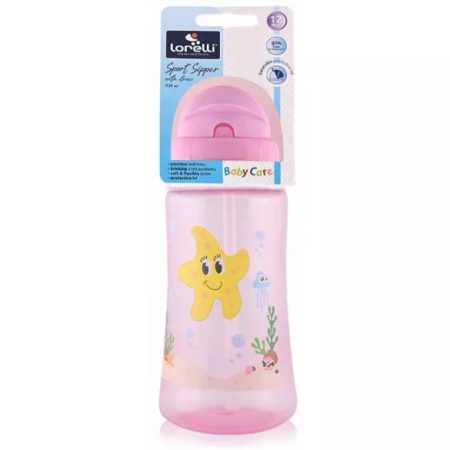 BABY CARE OCEAN SZÍVÓSZÁLAS SPORTITATÓ 330 ML - PINK