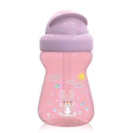 Baby Care Mini szívószálas sport itató - Animals Blush Pink