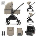   Lorelli Reya 3az1-ben multifunkciós babakocsi átfordítható tolókarral + Joy autóshordozó (barna)