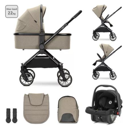 Lorelli Reya 3az1-ben multifunkciós babakocsi átfordítható tolókarral + Joy autóshordozó (barna)