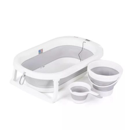 Chipolino Bubble Spa összecsukható kád vízhőmérővel, vödörrel és öblítőpohárral 83 cm - light grey