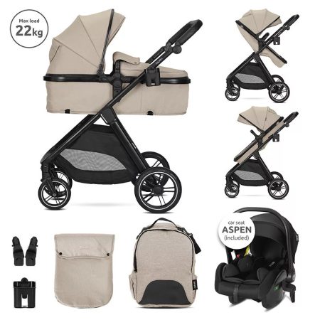 Lorelli Aspen 3az1-ben multifunkciós babakocsi - Cappucino (2 doboz) 