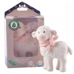   Tikiri Lila a bárány gumi játék – rózsaszín sállal, természetes gumiból