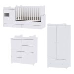   Lorelli MiniMax kombi ágy 72x190 + Cupboard pelenkázó komód + Exclusive szekrény - White