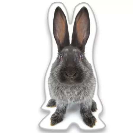 Nyuszis Grey formapárna, díszpárna 22x36 cm