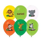 Szafari mintás latex lufi, 32cm, 5 db/cs