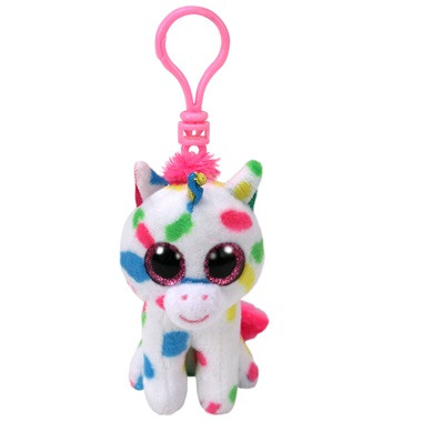 TY BOOS plüss figura HARMONIE, Clip 8,5 cm - pöttyös unikornis