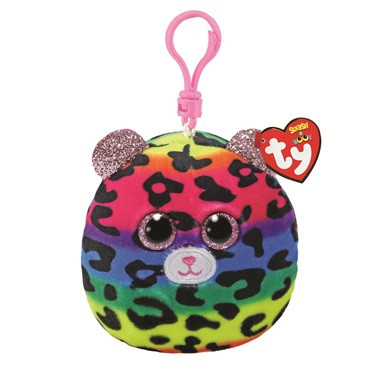 Ty Squishy Beanies plüss figura DOTTY, Clip 8,5 cm - színes leopárd