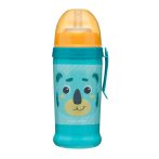   Canpol babies Cseppmentes sport itatópohár, szilikon szívószállal, 350 ml, HELLO LITTLE - türkiz